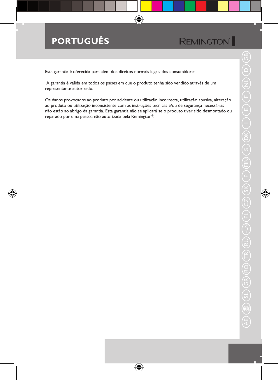 Português | Remington S6600 User Manual | Page 61 / 126