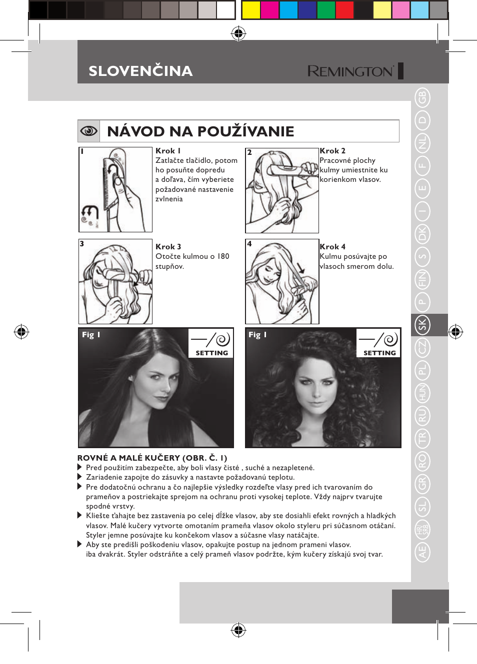Slovenčina, Návod na používanie | Remington S6600 User Manual | Page 63 / 126