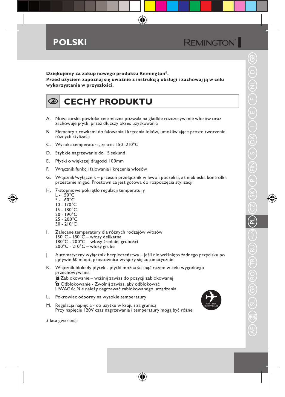 Cechy produktu, Polski | Remington S6600 User Manual | Page 73 / 126