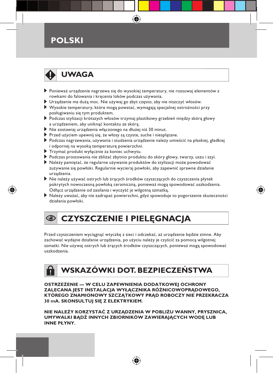 Czyszczenie i pielęgnacja, Polski, Uwaga | Wskazówki dot. bezpieczeństwa | Remington S6600 User Manual | Page 76 / 126