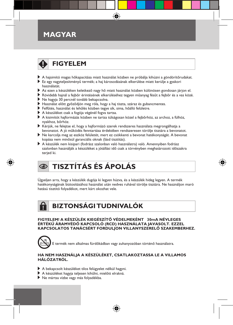 Magyar, Tisztítás és ápolás, Figyelem | Biztonsági tudnivalók | Remington S6600 User Manual | Page 82 / 126