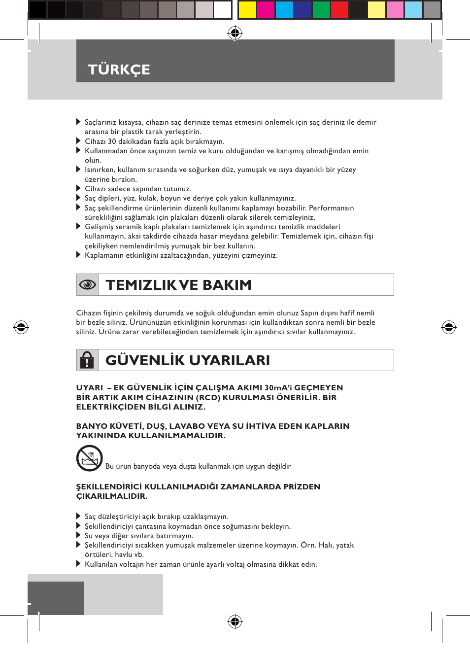 Temizlik ve bakim, Güvenlik uyarilari, Türkçe | Remington S6600 User Manual | Page 94 / 126