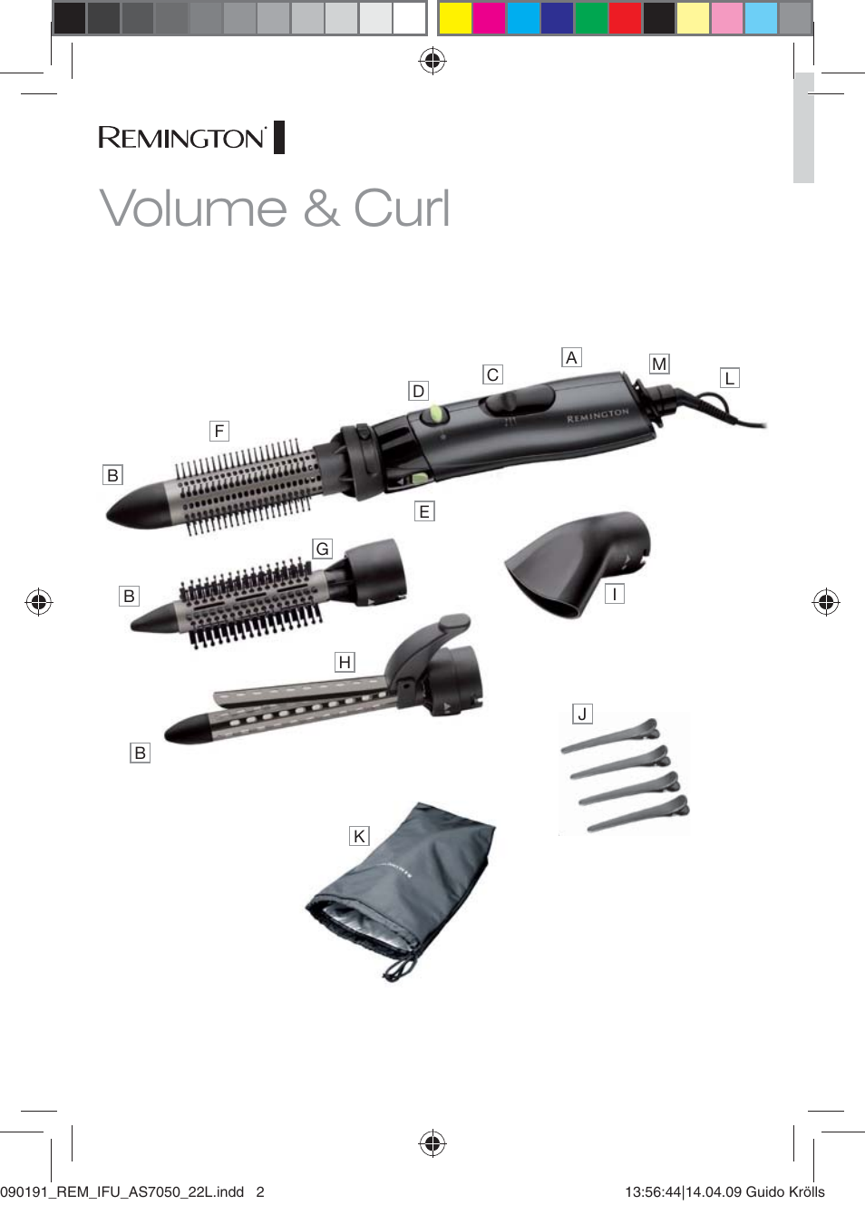 Volume & curl | Remington AS7050 User Manual | Page 2 / 76