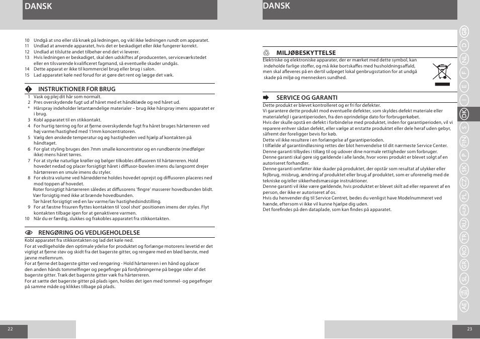 Dansk | Remington AC8000 User Manual | Page 12 / 36