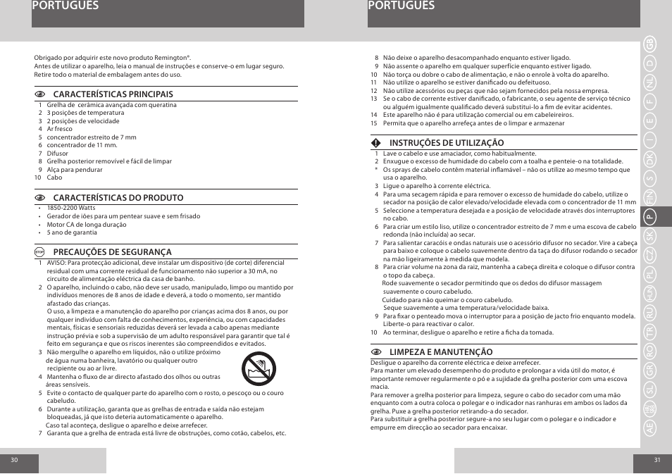 Português | Remington AC8000 User Manual | Page 16 / 36