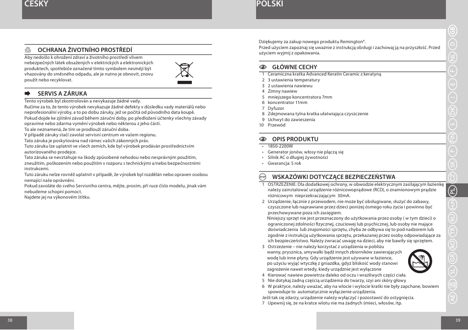 Česky polski | Remington AC8000 User Manual | Page 20 / 36