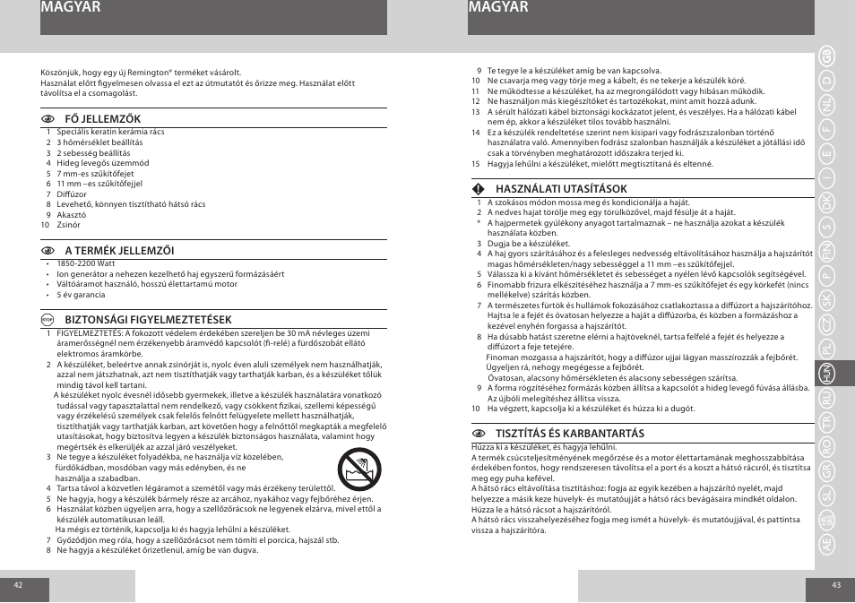 Magyar | Remington AC8000 User Manual | Page 22 / 36