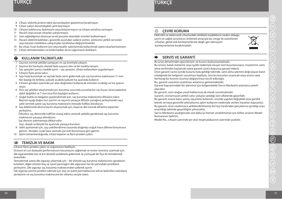 Türkçe | Remington AC8000 User Manual | Page 26 / 36