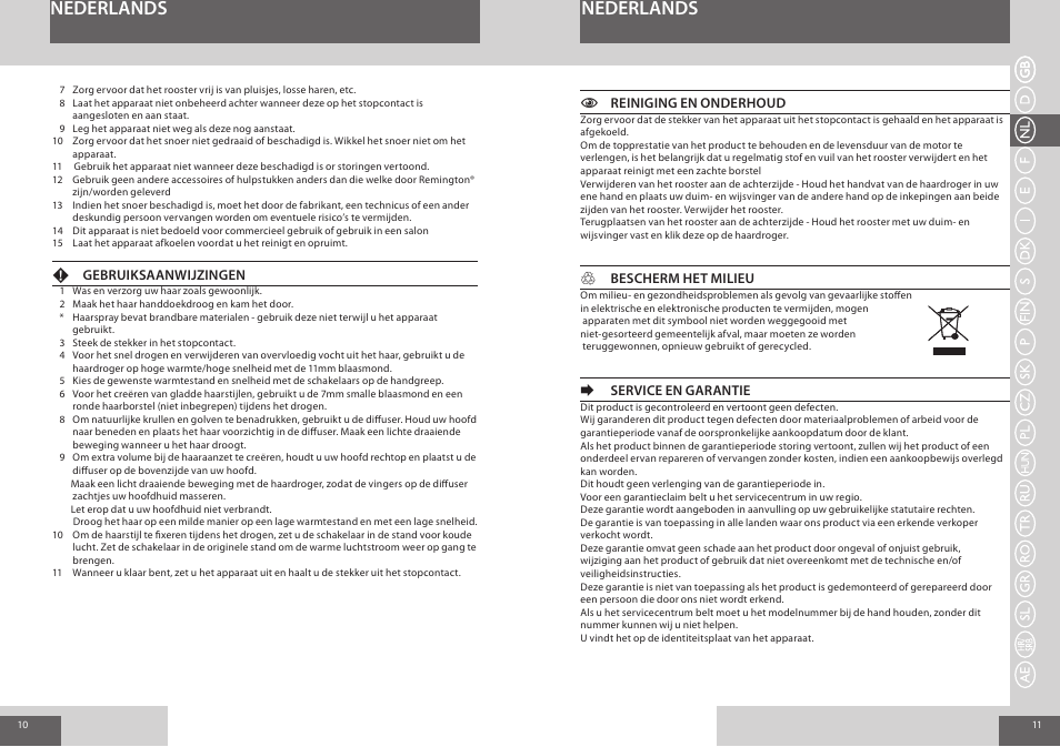 Nederlands | Remington AC8000 User Manual | Page 6 / 36