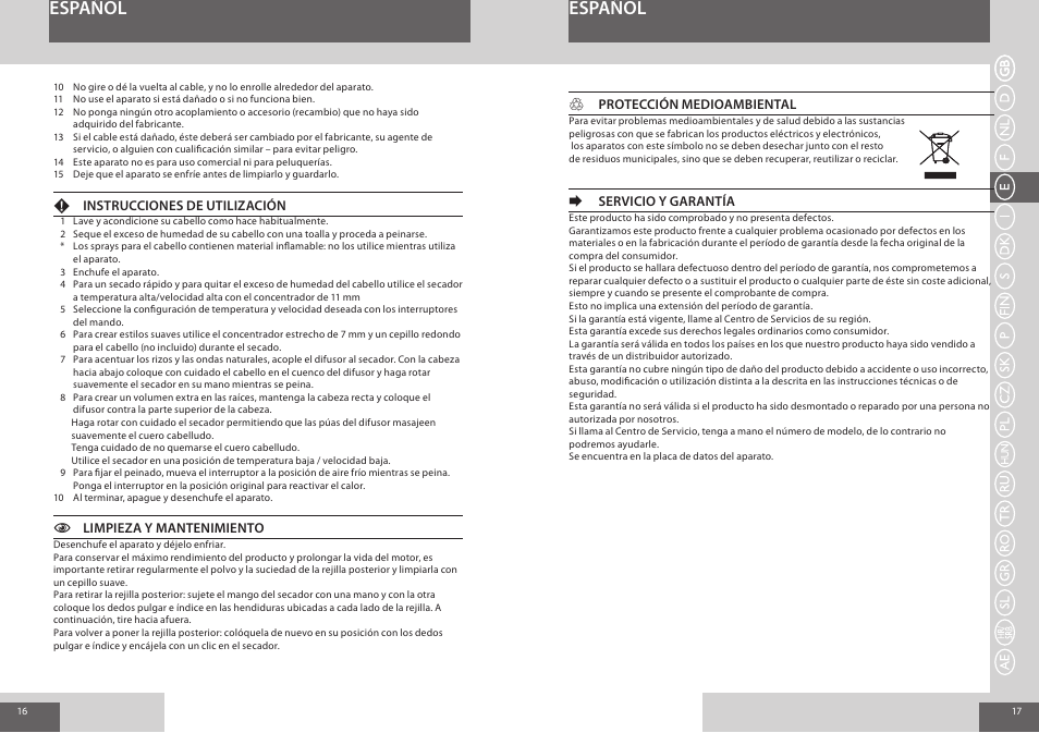 Español | Remington AC8000 User Manual | Page 9 / 36