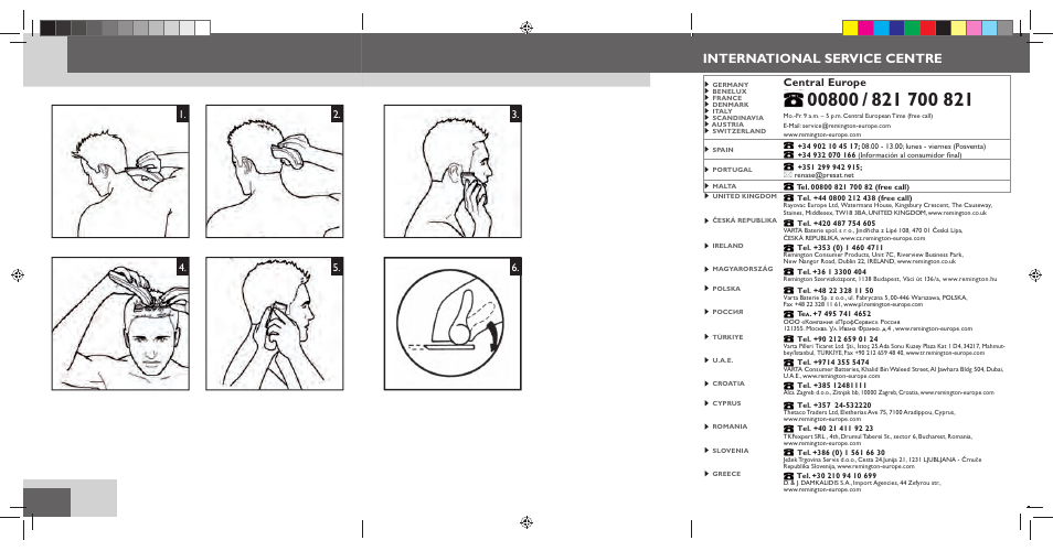 International service centre, Central europe | Remington HC5030 User Manual | Page 2 / 110