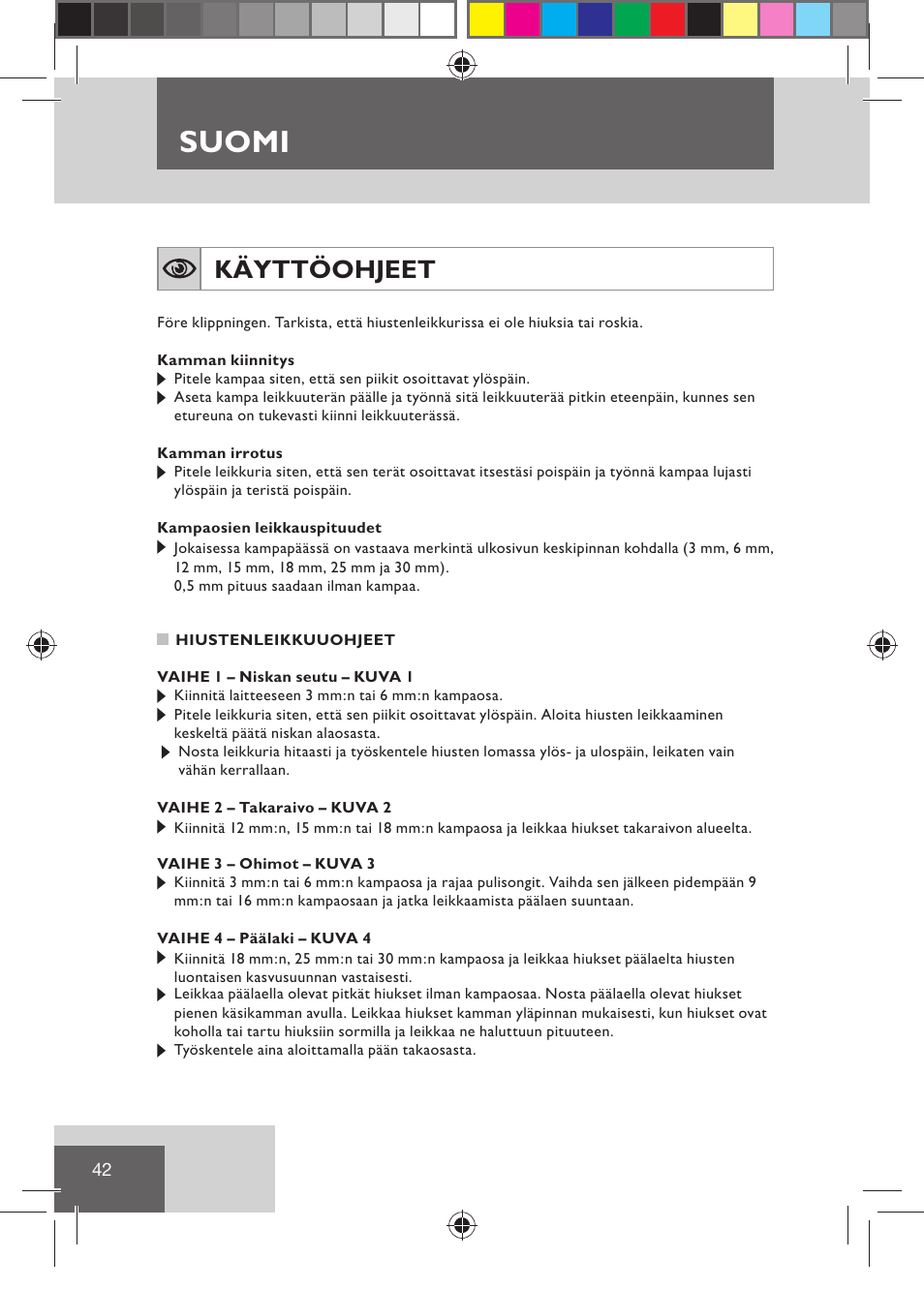 Suomi, Käyttöohjeet | Remington HC5030 User Manual | Page 44 / 110