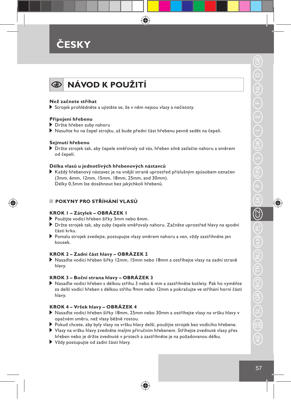 Česky, Návod k použití | Remington HC5030 User Manual | Page 59 / 110