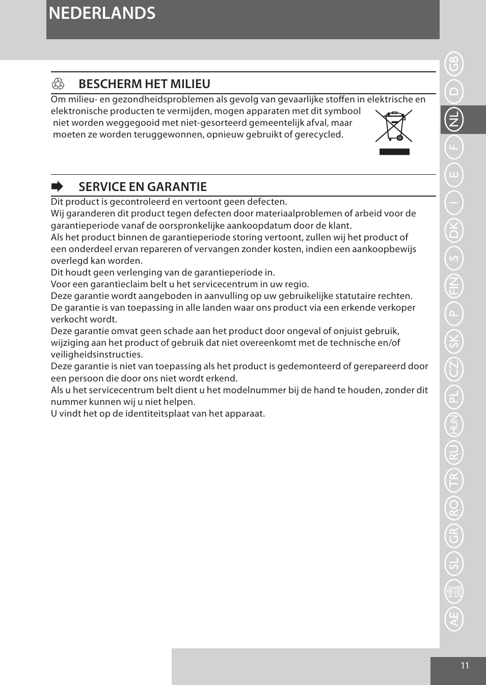 Nederlands, Hbescherm het milieu, Eservice en garantie | Remington AS300 User Manual | Page 11 / 72