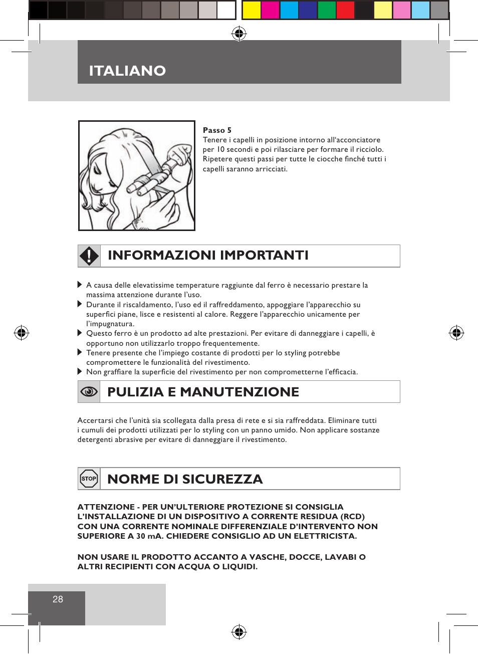 Italiano, Informazioni importanti, Pulizia e manutenzione | Norme di sicurezza | Remington CI9522 User Manual | Page 30 / 108