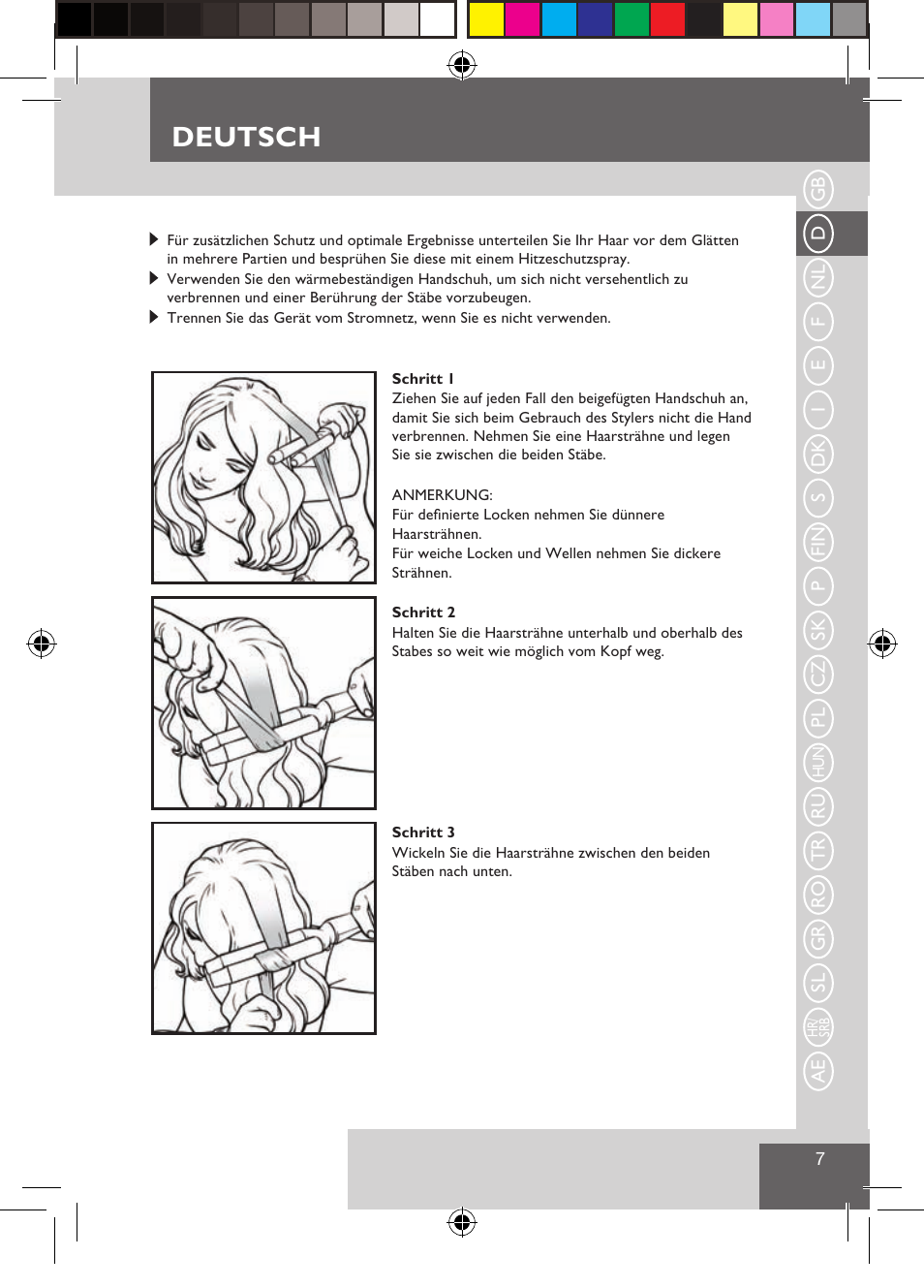 Deutsch | Remington CI9522 User Manual | Page 9 / 108