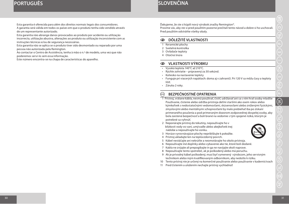 Português slovenčina | Remington S1006 User Manual | Page 16 / 36