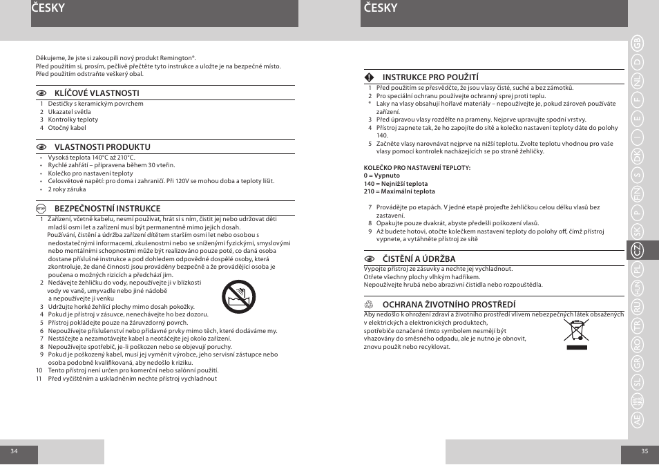 Česky | Remington S1006 User Manual | Page 18 / 36