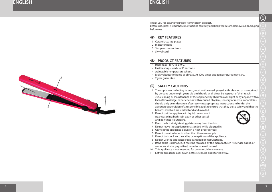 English | Remington S1006 User Manual | Page 2 / 36