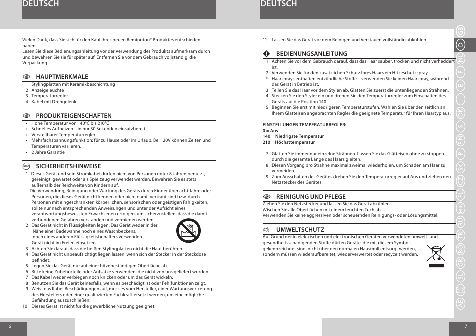 Deutsch | Remington S1006 User Manual | Page 4 / 36