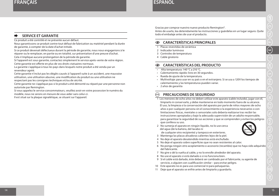 Español français | Remington S1006 User Manual | Page 8 / 36
