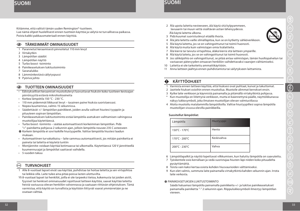 Suomi | Remington S8500 User Manual | Page 17 / 45