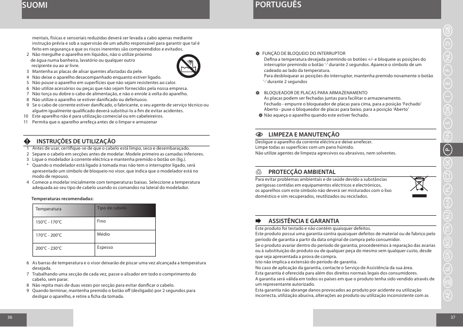 Português suomi | Remington S8500 User Manual | Page 19 / 45