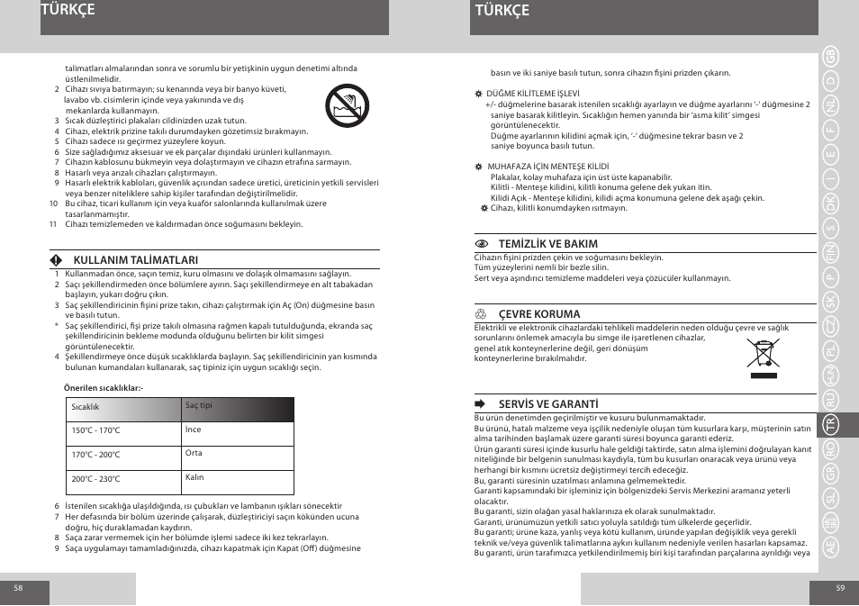Türkçe | Remington S8500 User Manual | Page 30 / 45