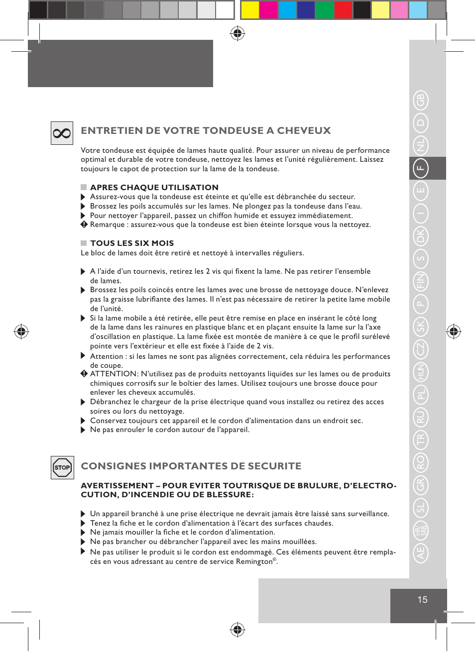 Remington HC5015 User Manual | Page 17 / 90