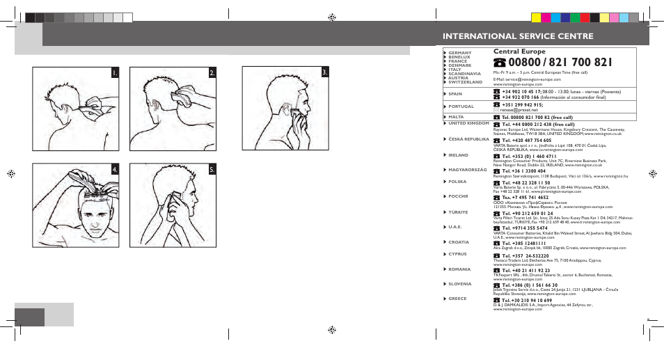 International service centre, Central europe | Remington HC5015 User Manual | Page 2 / 90