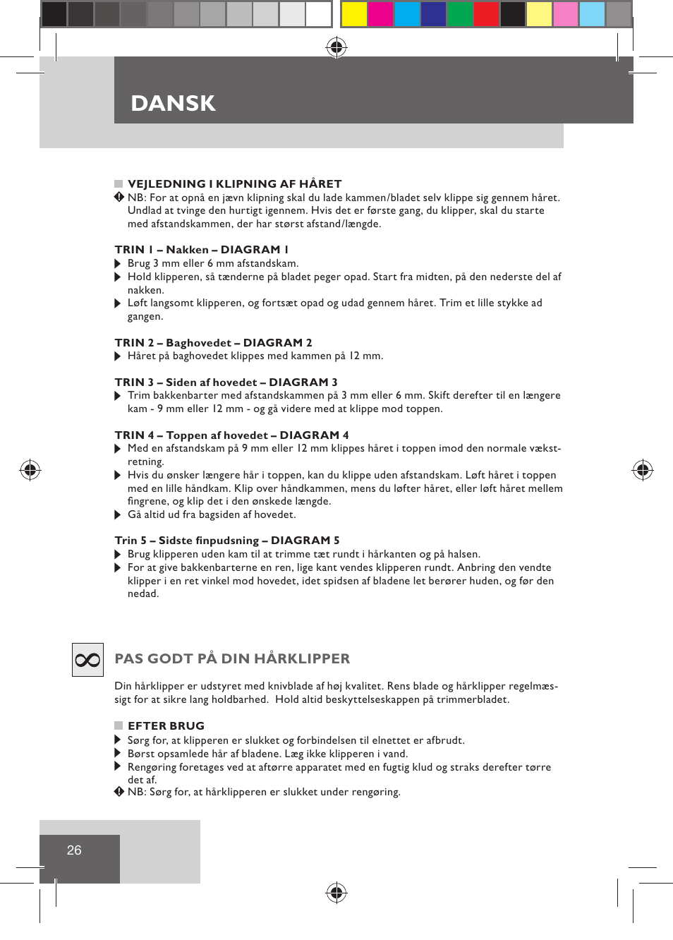 Dansk | Remington HC5015 User Manual | Page 28 / 90