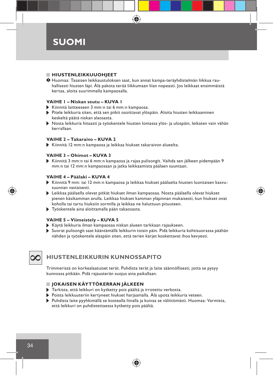 Suomi | Remington HC5015 User Manual | Page 36 / 90