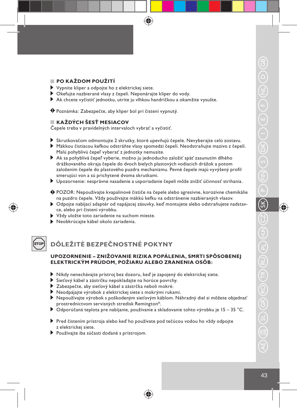 Remington HC5015 User Manual | Page 45 / 90