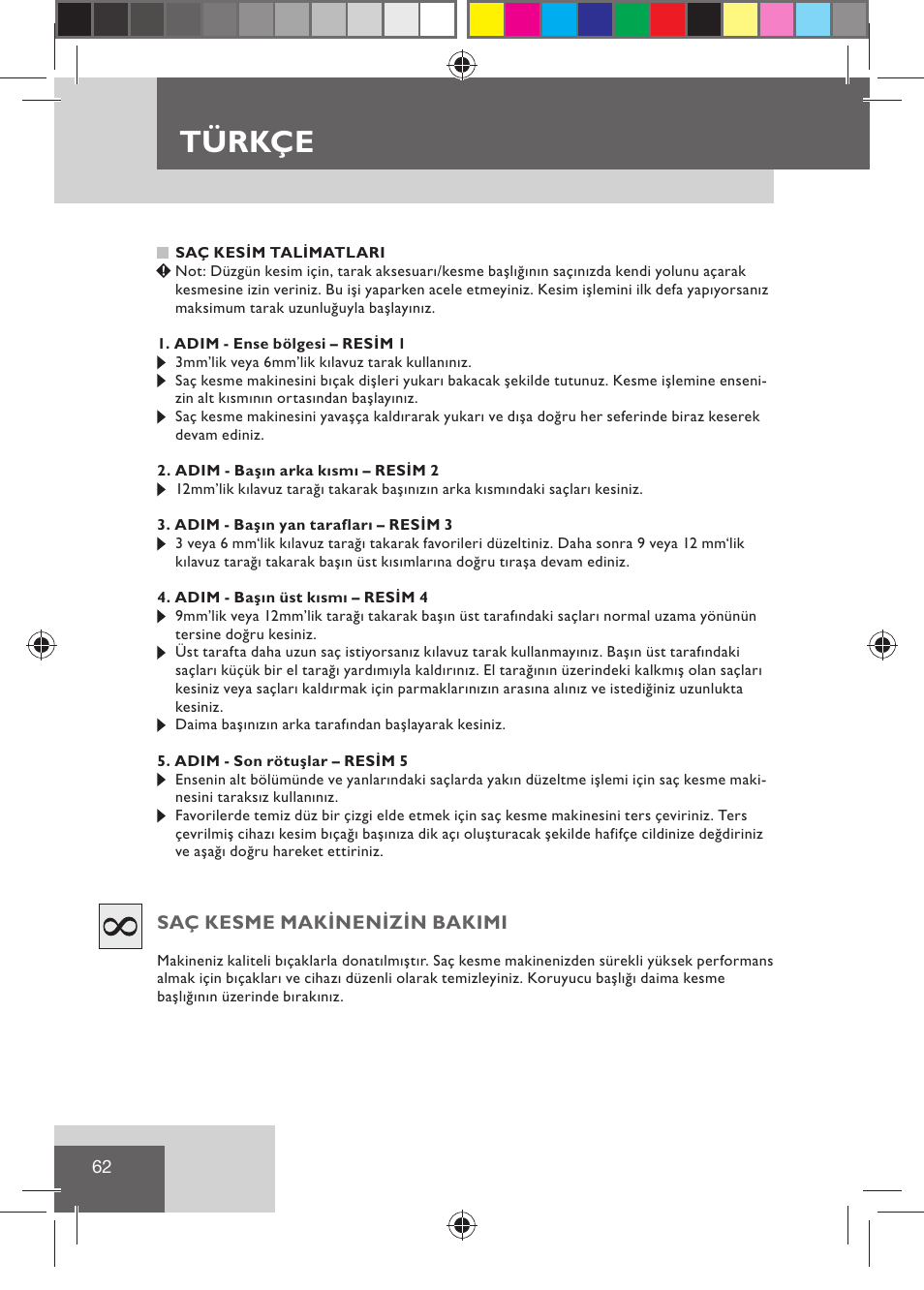 Türkçe | Remington HC5015 User Manual | Page 64 / 90