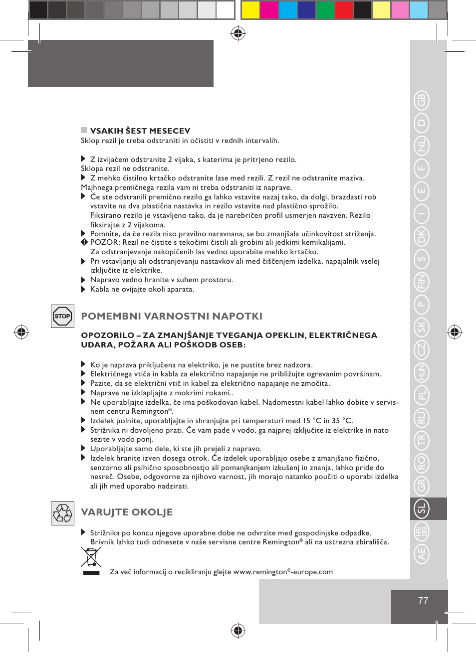 Remington HC5015 User Manual | Page 79 / 90