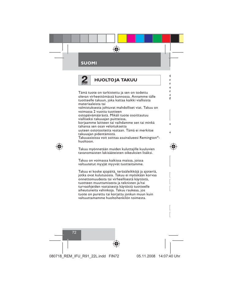 Remington R91 User Manual | Page 74 / 74