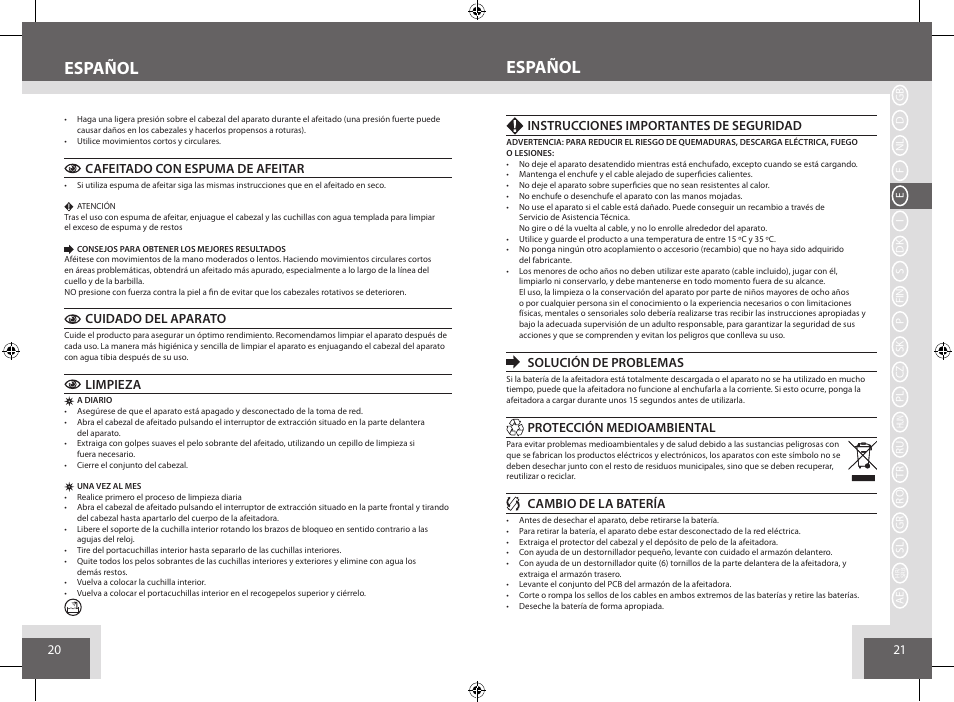 Español | Remington AQ7 User Manual | Page 11 / 45