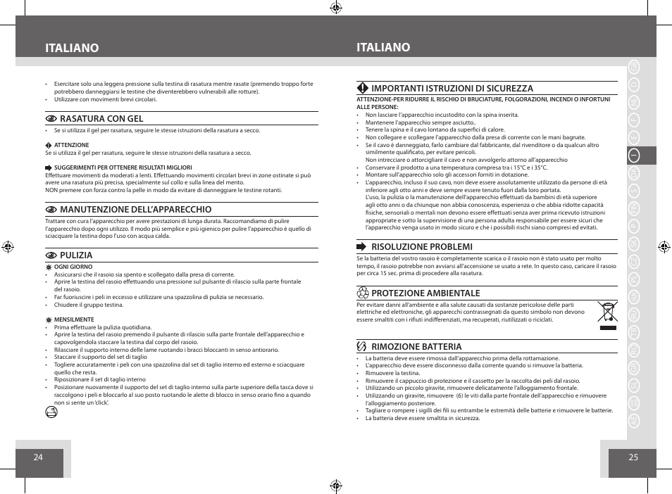 Italiano | Remington AQ7 User Manual | Page 13 / 45