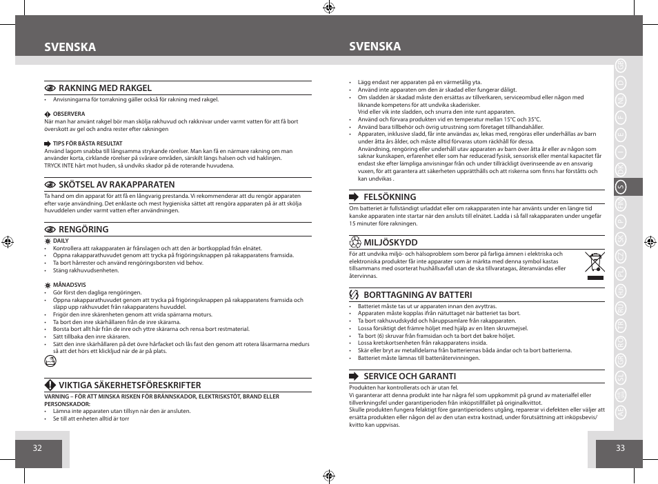 Svenska | Remington AQ7 User Manual | Page 17 / 45