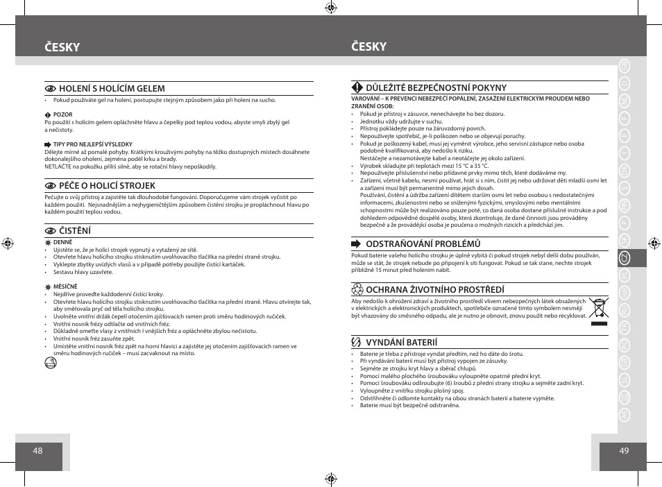 Česky | Remington AQ7 User Manual | Page 25 / 45