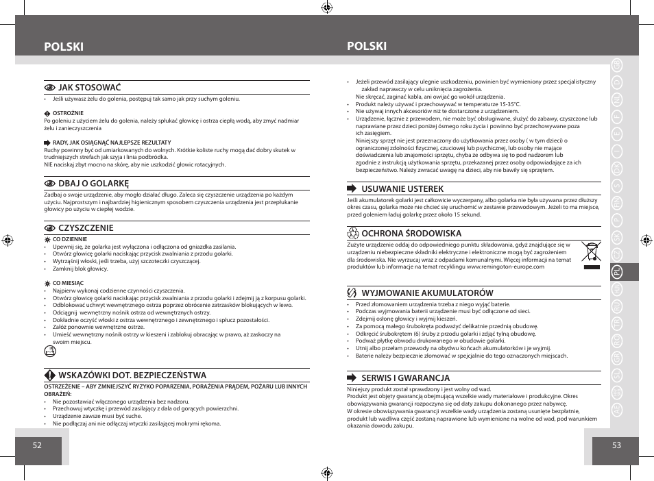 Polski | Remington AQ7 User Manual | Page 27 / 45