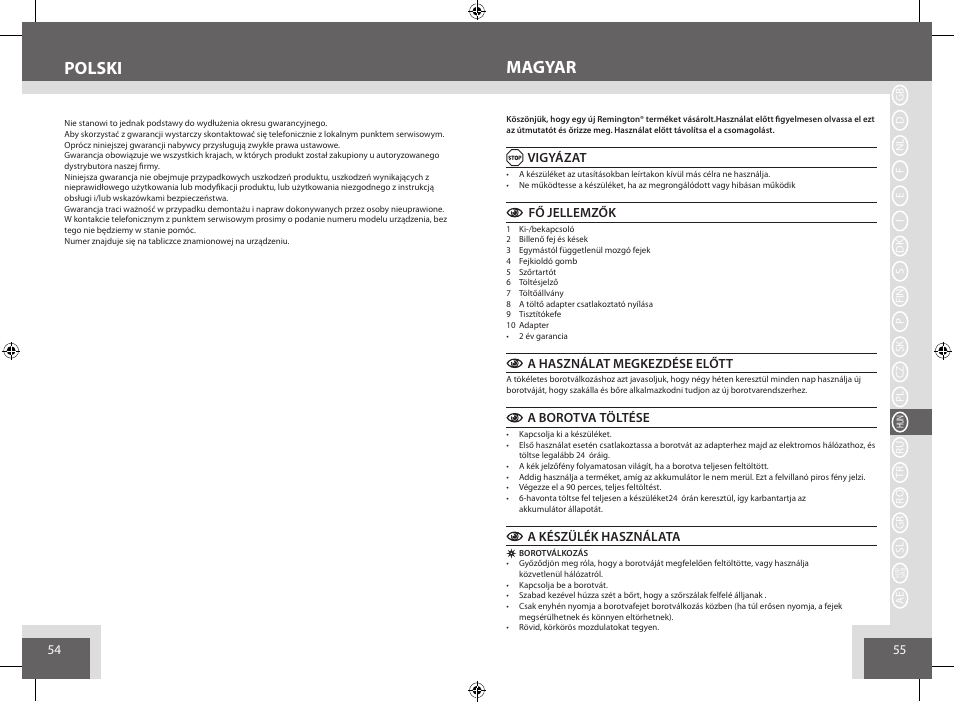 Polski, Magyar | Remington AQ7 User Manual | Page 28 / 45