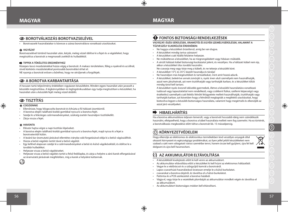 Magyar | Remington AQ7 User Manual | Page 29 / 45