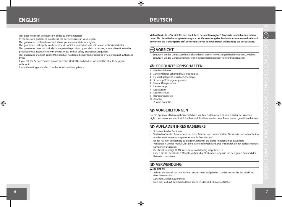 Deutsch english | Remington AQ7 User Manual | Page 4 / 45