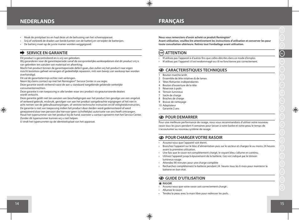 Français nederlands | Remington AQ7 User Manual | Page 8 / 45