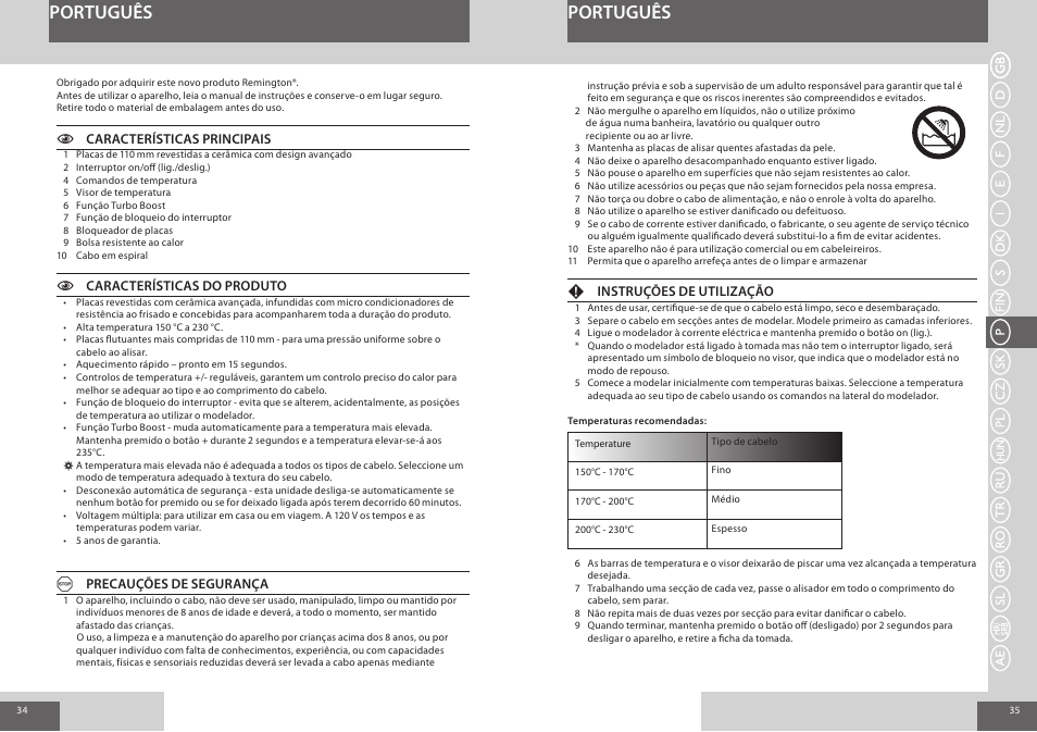 Português | Remington S8510 User Manual | Page 18 / 41