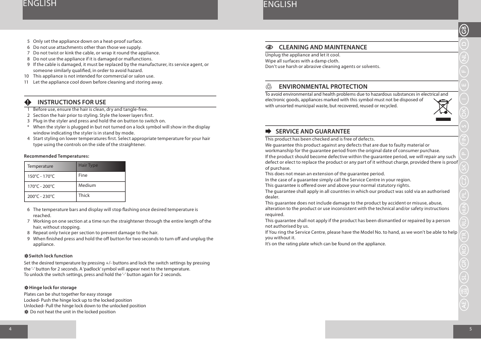 English | Remington S8510 User Manual | Page 3 / 41