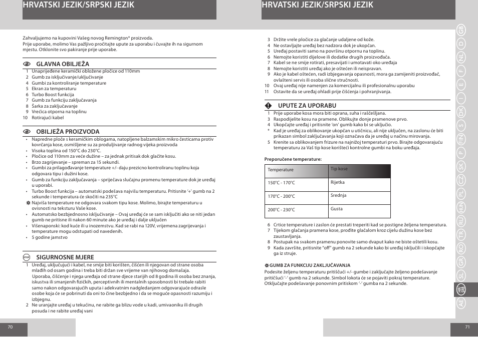 Hrvatski jezik/srpski jezik | Remington S8510 User Manual | Page 36 / 41