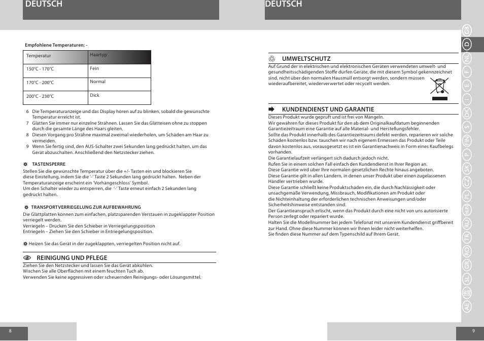 Deutsch | Remington S8510 User Manual | Page 5 / 41