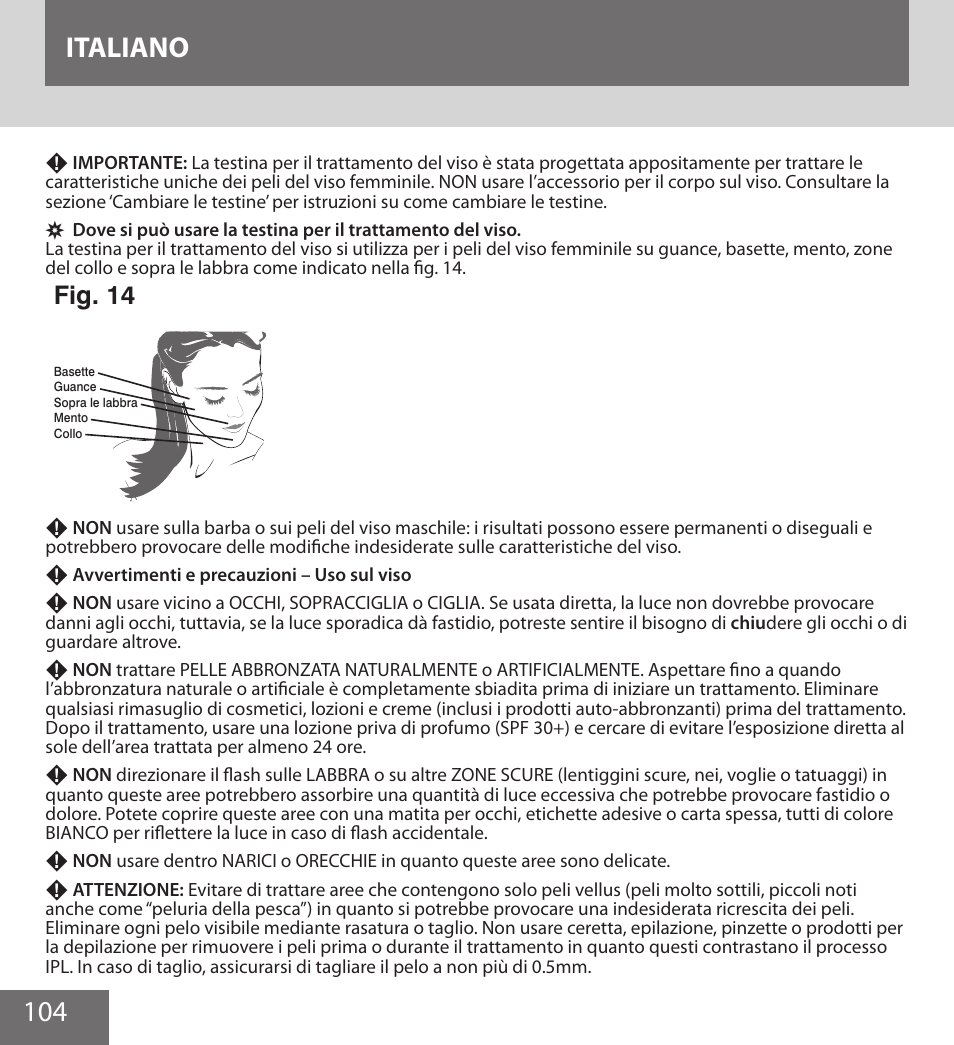 104 italiano, Fig. 14 | Remington IPL6000F User Manual | Page 104 / 204